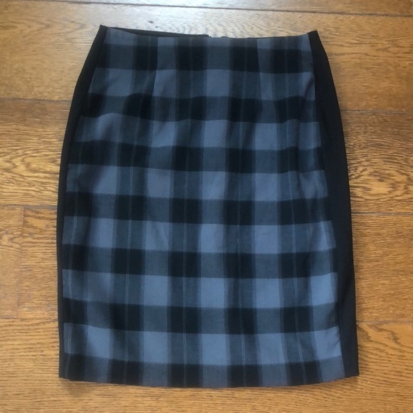 Banana Republic Black Grid Check Pencil Skirt 0 - Picture 1 of 6
